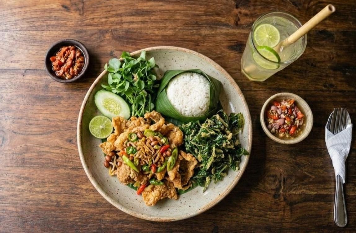 Nasi Kulit Sambal Gongso + Jakut Goreng