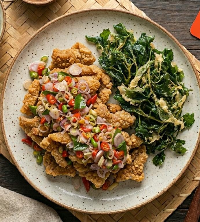 Nasi Kulit Sambal Matah + Jukut Goreng